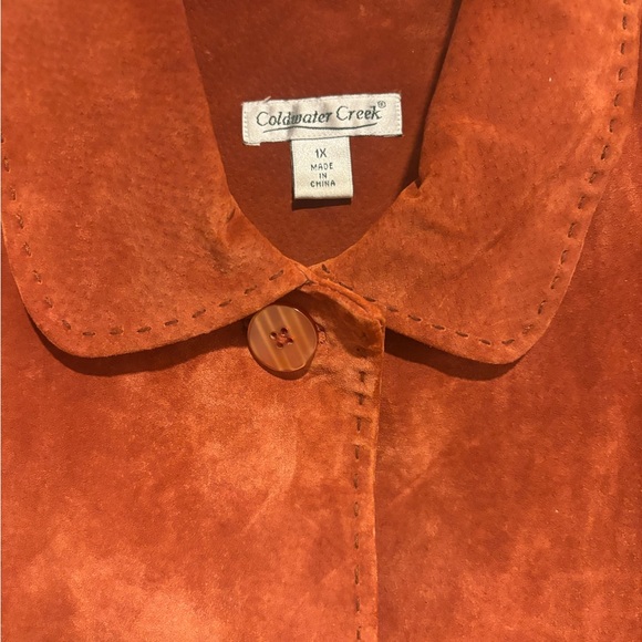 Coldwater Creek Women's Rust Real Leather Suede Blazer 3/4 sleeve - Picture 3 of 7